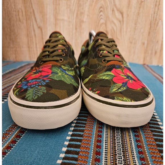 Polo Ralph Lauren Thorton III Floral Canvas Lace up Sneakers Men Size 10 D - Picture 2 of 7